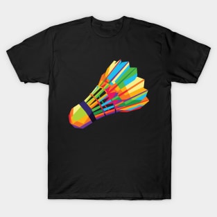 Colorful Shuttlecock (Badminton) in vector wpap pop art design T-Shirt